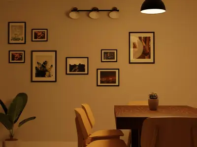 Picture wall with Lamps Free 3D model