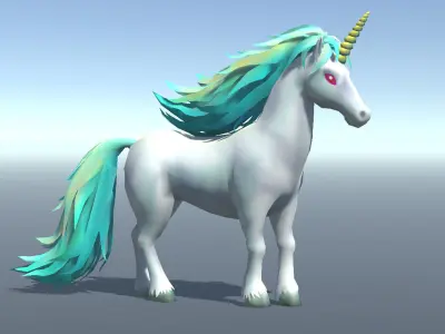 Lowpoly Stylized Unicorn Rigged and Animated for VR AR Games  Low-poly 3D model