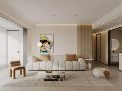 Modern living room dining room interior scenes 304 3D model