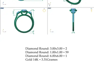 Three Stone Wedding Ring 3D print model purchase