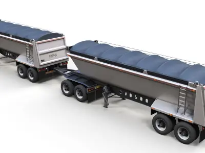 Dump trailer Low-poly 3D model