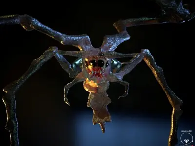 BioMech Alien Spider LowPoly Free low-poly 3D model