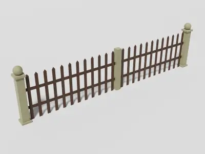 Garden fence Low-poly 3D model