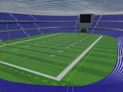 American Football Stadium - Blue Low-poly 3D model