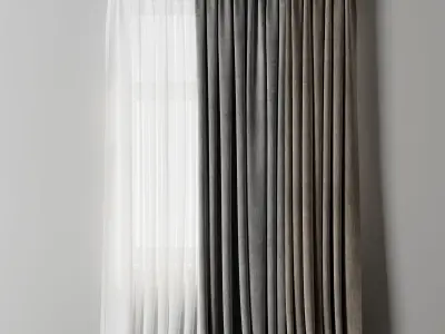 Low width curtains 01 Low-poly 3D model