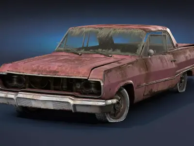 Retro Rusty Car 01 Low-poly 3D model