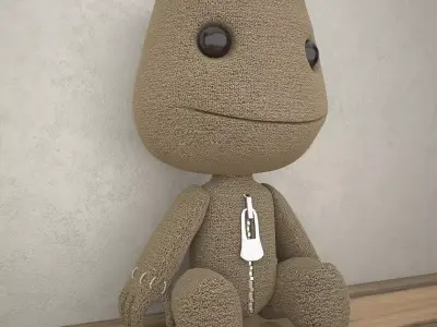 Sackboy stuffed animal with zipper 3D model