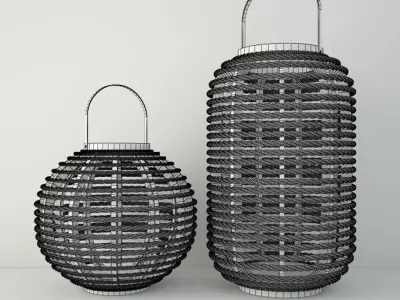 Bamboo and Jute Lanterns 3D model