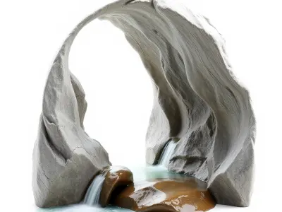 Natural Stone Arch with Waterfall Model Pack Low-poly 3D model