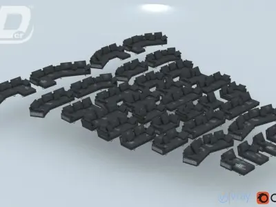 Amber Sofa Modular Set 3D model