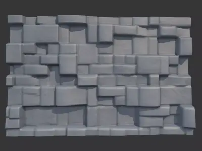 Worn Down Stone Wall Mesh 3D model