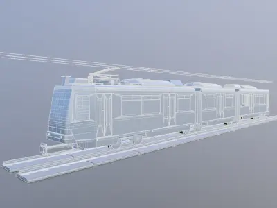 Train metro on tracks Low-poly 3D model
