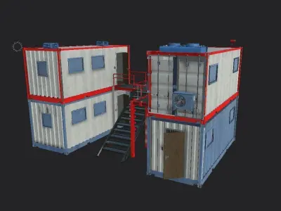 Container and a Site Office Optimized for Unreal Engine Low-poly 3D model