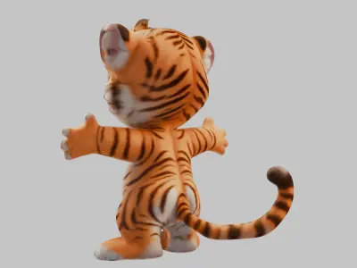 Stylized Cartoon Tiger 3D Model Low-poly 3D model