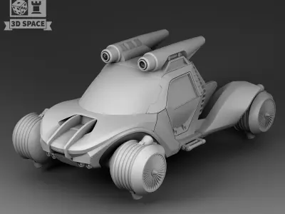 Futuristic car with rocket acceleration 3D print model