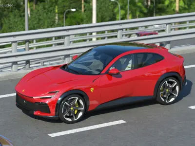 2023 Red Ferrari Purosangue SUV 3D model