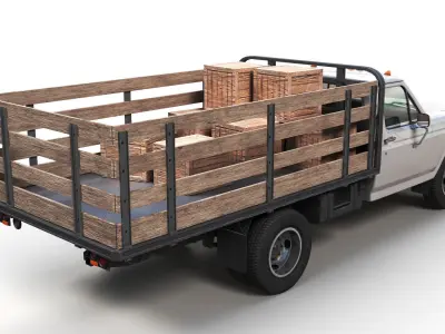 Stake pickup truck Low-poly 3D model