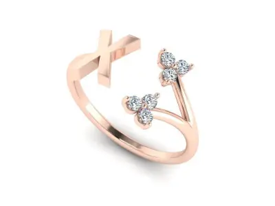 Jewelry Alphabet Ring X with Diamonds  3D print model