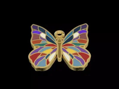 Butterfly Enamel Pendant 3D print model