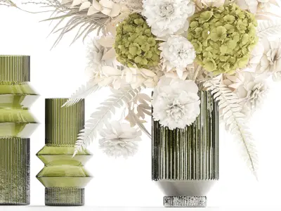 Bouquet of dried flowers vase hydrangea pampas branches 306 3D model