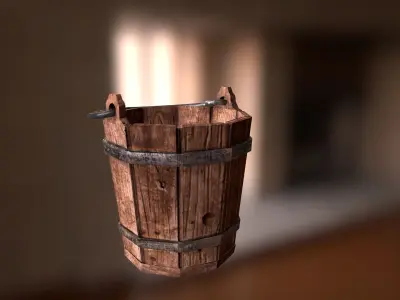 Medieval Bucket PBR Low-poly 3D model