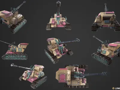 Stylized Tanks Bundle Low-poly 3D model