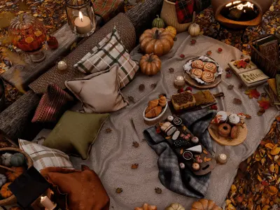 Autumn Picnic Blender Scene 3D model