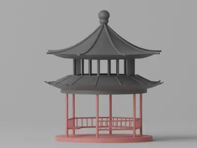 Cartoon Chinese Pavilion 2 3D model