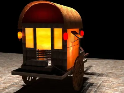 Chinese carriage Low-poly 3D model