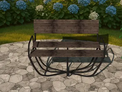 Curved Garden Bench  Free low-poly 3D model