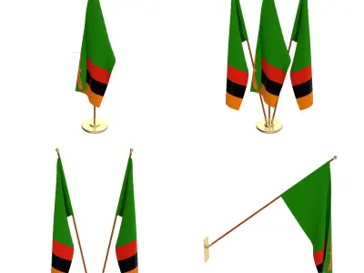 Zambia Flag Pack 3D model