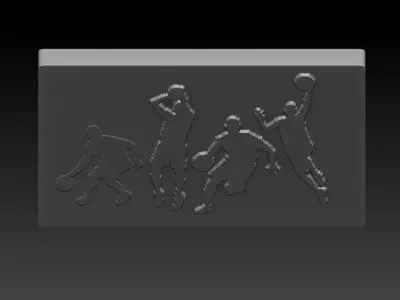 Basketballers group of people playing basketball 3D print model