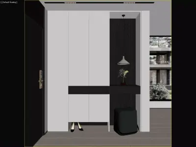 Modern Entryway Storage Cabinet with Built-In Bench 3D model