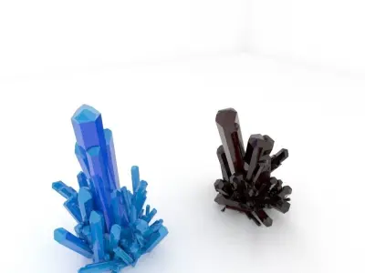 Crystal pair of crystals Low-poly 3D model