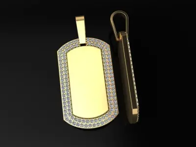Diamond ID Bar Dogtag Pendant Large 3D print model