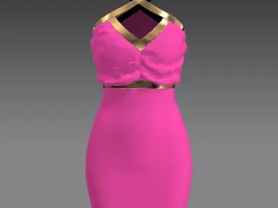 Dress pink color metalic strap Low-poly 3D model