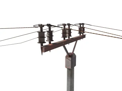 Electricity Pole 20 Weathered Low-poly 3D model