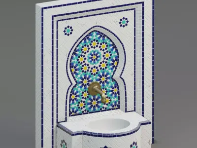 Traditional Moroccan mosaic fountain 3D model