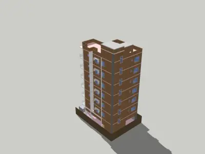 Apartment tall building 3D model