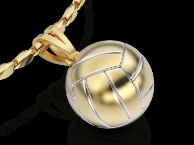 Volleyball Ball Pendant Silver Gold  Print 3D print model