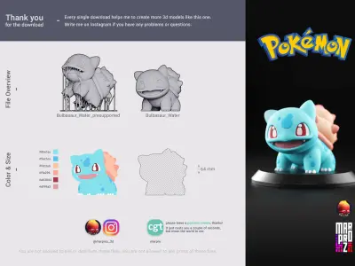 Pokemon - Water Bulbasaur 3D print model