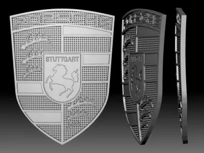 Porsche logo for CNC router or 3D printer 3D print model