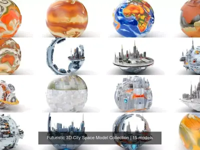 Futuristic 3D City Space Model Collection