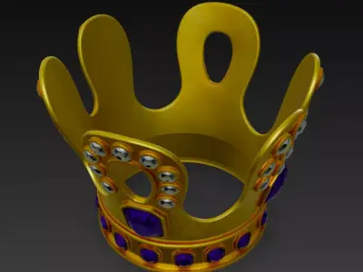 Golden Crown with Emerald Gems 3D model