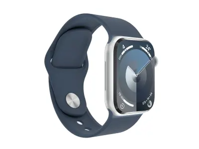 Apple Watch Series 9 Sport Band Silver Color 3D Model Low-poly 3D model