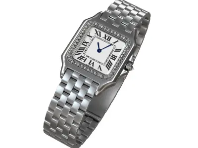 Watch Panthere Gold Silver Low-poly 3D model