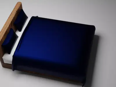 Blue Bed 3D Model - Best Bed 3D Model For Living Room 3D model