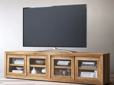 RH RECLAIMED RUSSIAN OAK GLASS MEDIA CONSOLE 3D model
