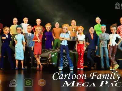 Cartoon Characters Mega Pack Low-poly 3D model