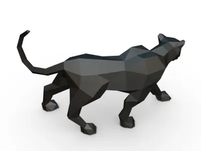 black panther low poly 3D print model